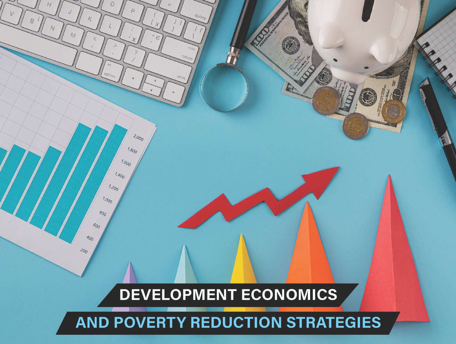 Key poverty reduction strategies in development economics, focusing on education, employment, and social protection policies.